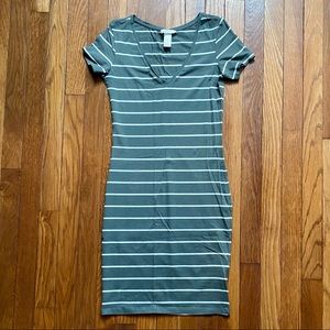 Grey Striped Bodycon Dress